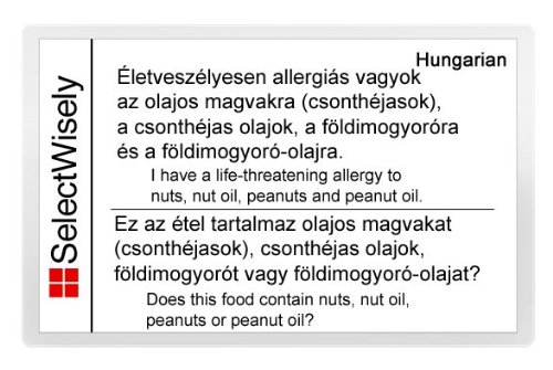 Nuts and Peanut Allergy Translation Card – Translated in Afrikaans or any of 67 languages 1895